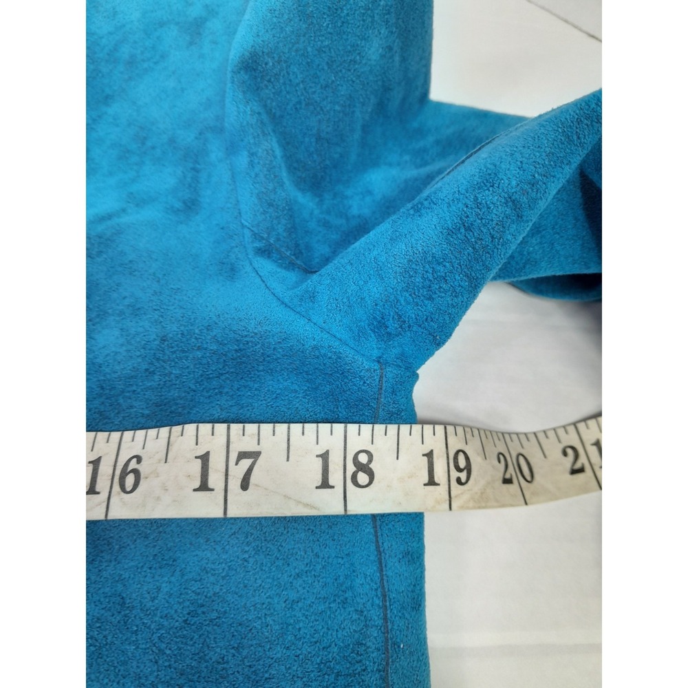 Vtg 70s Mollie Parnis Suede One Button Blazer W Belt Blue 18.5 X 26.5 USA Made - Picture 6 of 10